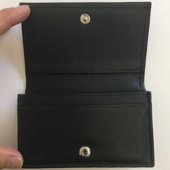 PRADA Business Card Holder Black Saffiano Lux Leather 100% Authentic w/Box - Picture 2 of 16